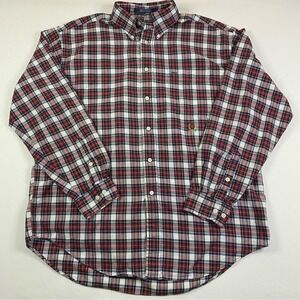 Tommy Hilfiger Flannel Shirt Men's Large Plaid Long Sleeve Embroidered Crest‎
